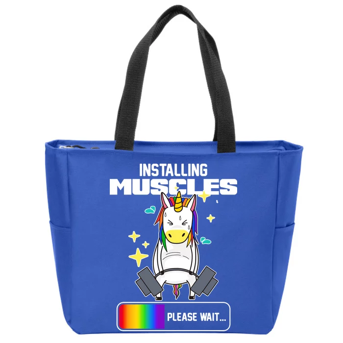 Installing Muscles Unicorn Lifting Zip Tote Bag