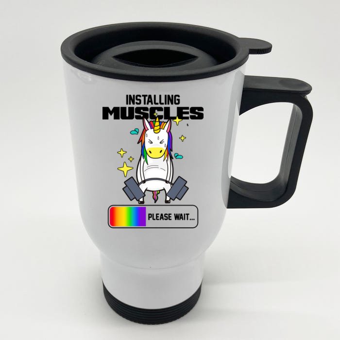 Installing Muscles Unicorn Lifting Front & Back Stainless Steel Travel Mug