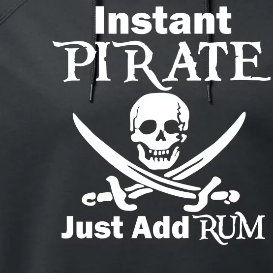 Instant Pirate Just Add Rum Skull Crosswords Performance Fleece Hoodie