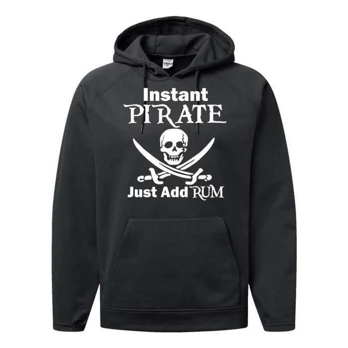 Instant Pirate Just Add Rum Skull Crosswords Performance Fleece Hoodie