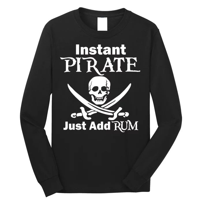 Instant Pirate Just Add Rum Skull Crosswords Long Sleeve Shirt