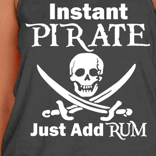 Instant Pirate Just Add Rum Skull Crosswords Women's Knotted Racerback Tank