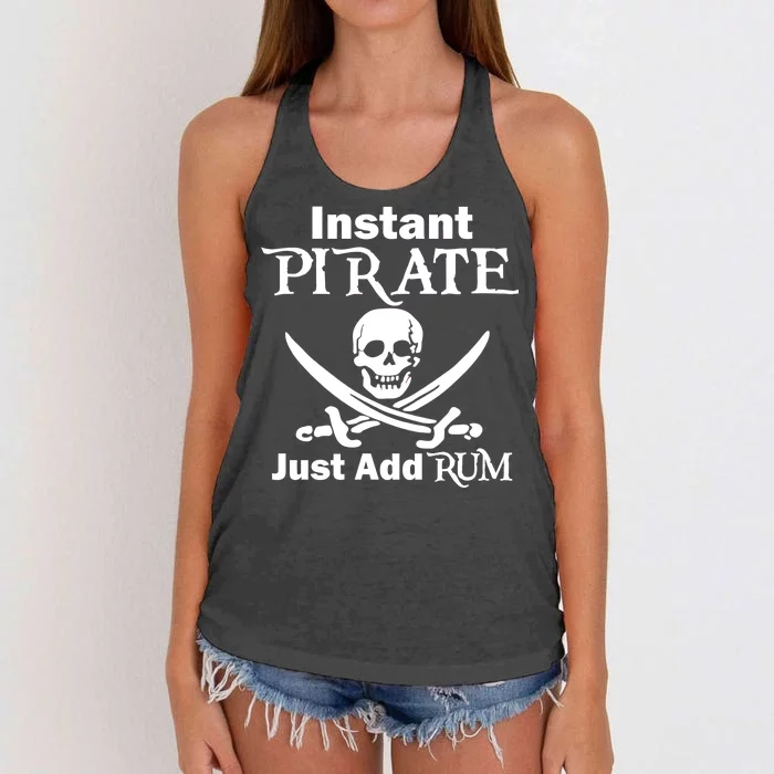 Instant Pirate Just Add Rum Skull Crosswords Women's Knotted Racerback Tank