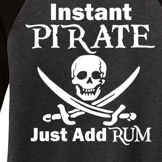 Instant Pirate Just Add Rum Skull Crosswords Women's Tri-Blend 3/4-Sleeve Raglan Shirt