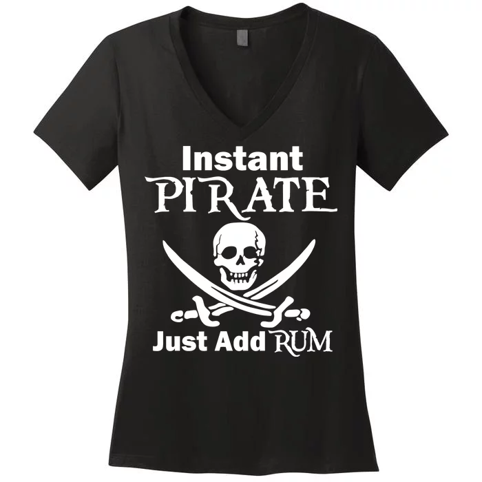 Instant Pirate Just Add Rum Skull Crosswords Women's V-Neck T-Shirt