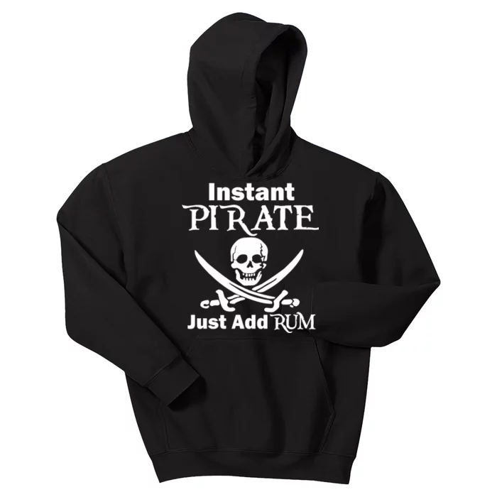 Instant Pirate Just Add Rum Skull Crosswords Kids Hoodie