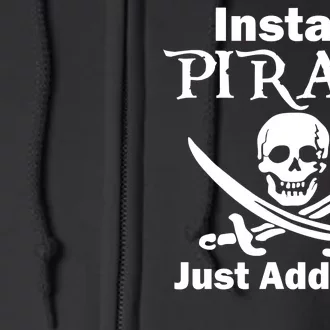 Instant Pirate Just Add Rum Skull Crosswords Full Zip Hoodie