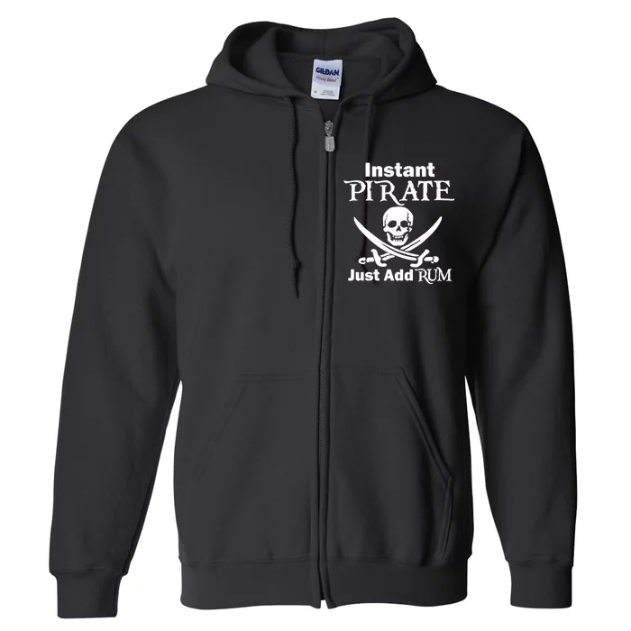 Instant Pirate Just Add Rum Skull Crosswords Full Zip Hoodie