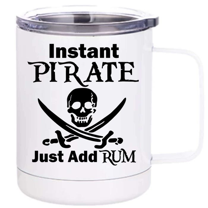 Instant Pirate Just Add Rum Skull Crosswords Front & Back 12oz Stainless Steel Tumbler Cup