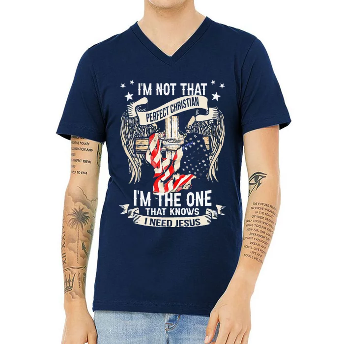 Im Not That Perfect Christian M The One That Knows V-Neck T-Shirt