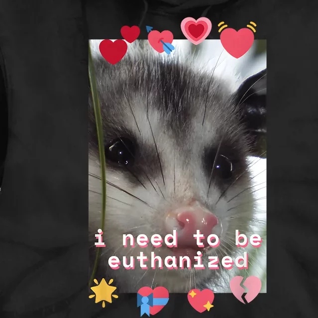 I Need To Be Euthanized Funny Opossum Dark Humor Meme Mental Tie Dye Hoodie