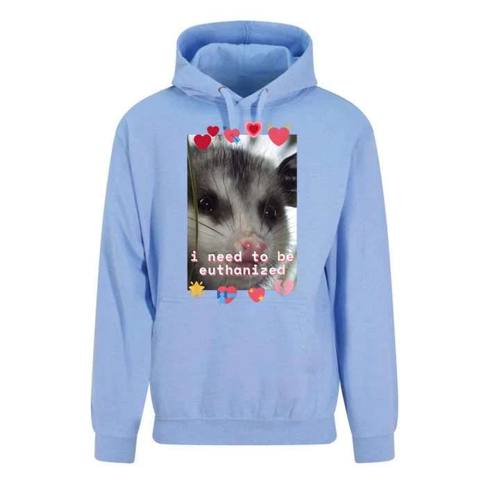 I Need To Be Euthanized Funny Opossum Dark Humor Meme Mental Unisex Surf Hoodie