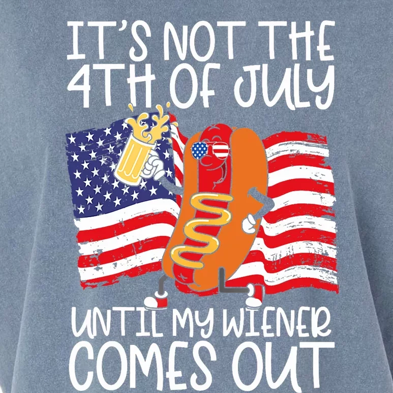 It's Not The 4th of July Until My Weiner Comes Out Graphic Garment-Dyed Women's Muscle Tee