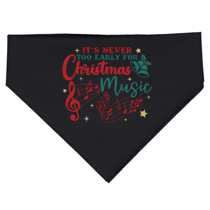 Its Never Too Early For Christmas Music Musical USA-Made Doggie Bandana