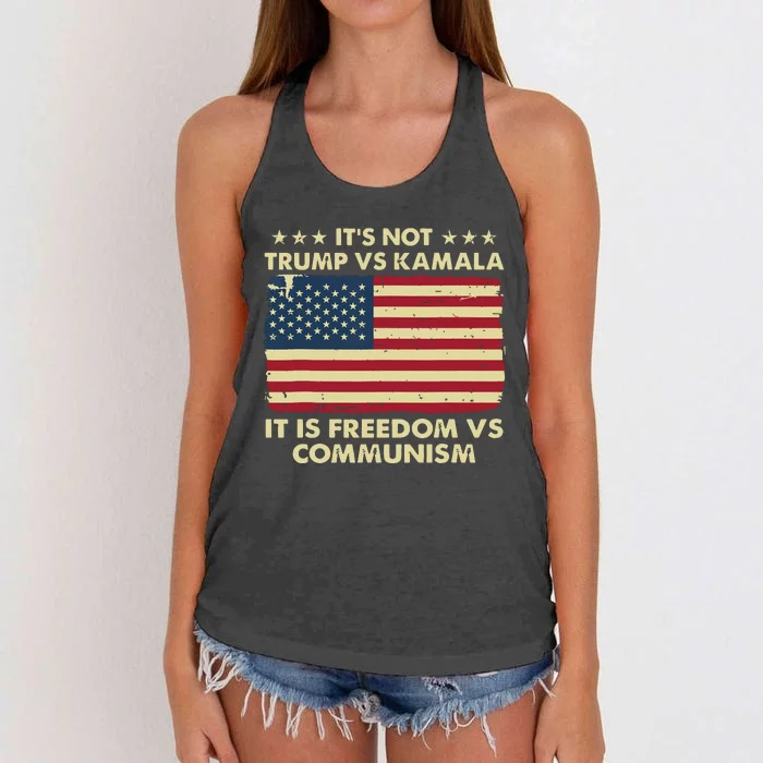 Its Not Trump Vs Kamala Its Freedom Vs Communism Women's Knotted Racerback Tank