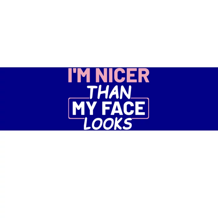 I'm Nicer Than My Face Looks Funny Sayings Gift Idea Bumper Sticker