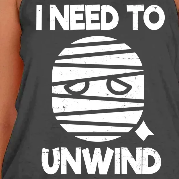 I Need To Unwind Funny Mummy Halloween Women's Knotted Racerback Tank