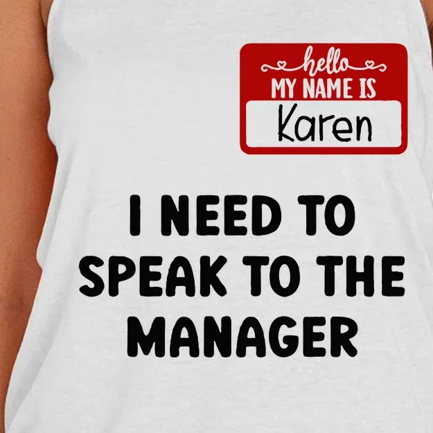 I Need To Speak to the Manager Halloween My Name Is Karen Women's Knotted Racerback Tank