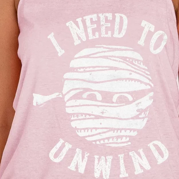 I Need To Unwind Funny Halloween Mummy Scary Premium Women's Knotted Racerback Tank