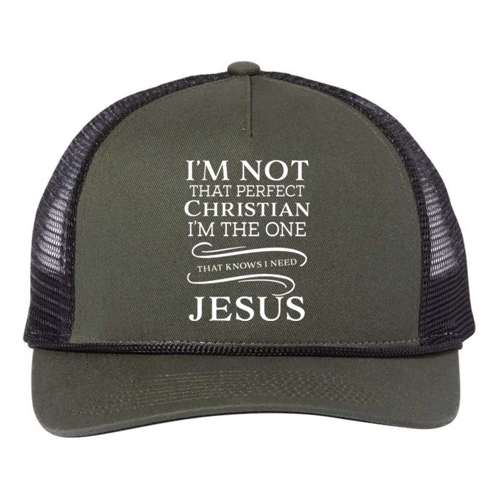 IM Not That Perfect Christian IM The One That Knows I Need Jesus Retro Rope Trucker Hat Cap