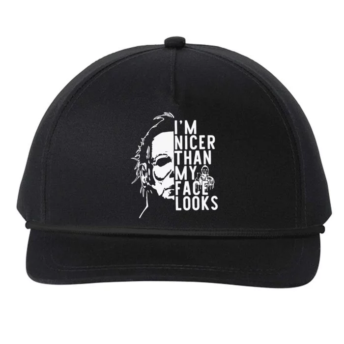 Im Nicer Than My Face Looks Horror Movie Character Halloween Snapback Five-Panel Rope Hat