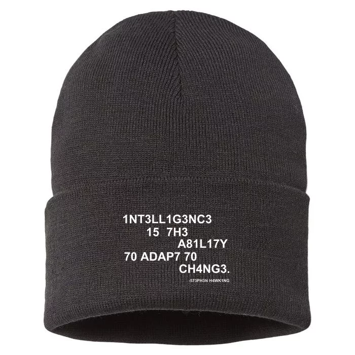 Intelligence is the Ability to Accept Change March For Science Code Sustainable Knit Beanie