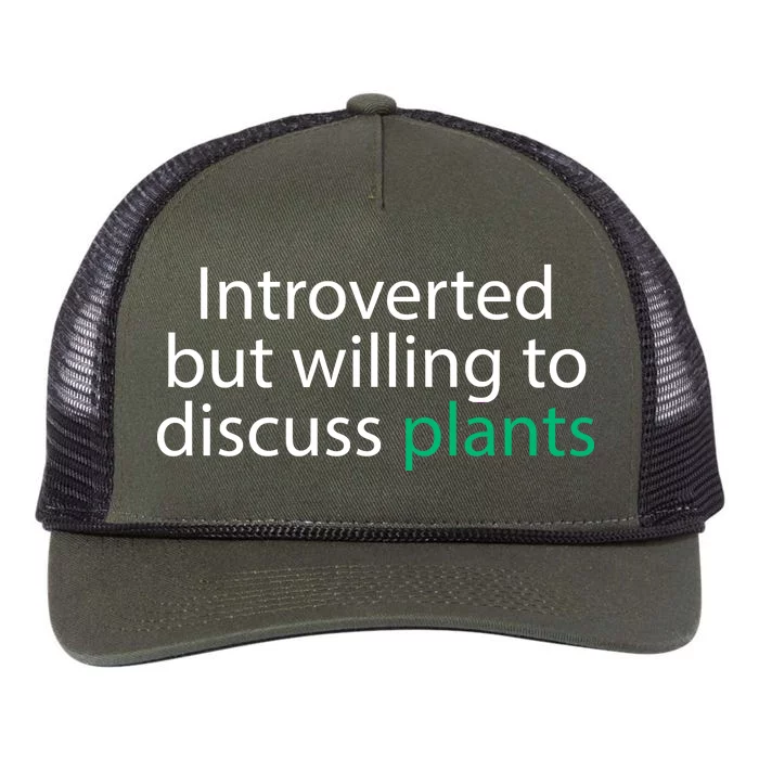 Introverted But Willing To Discuss Plants Retro Rope Trucker Hat Cap