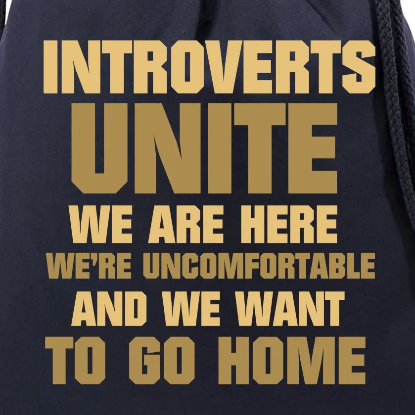 Introverts Unite We Want To Go Home Drawstring Bag