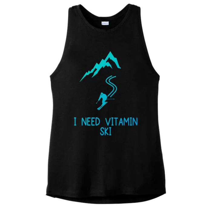 I Need Vitamin Ski Skiing Motivational Saying Skier Cool Gift Ladies Tri-Blend Wicking Tank