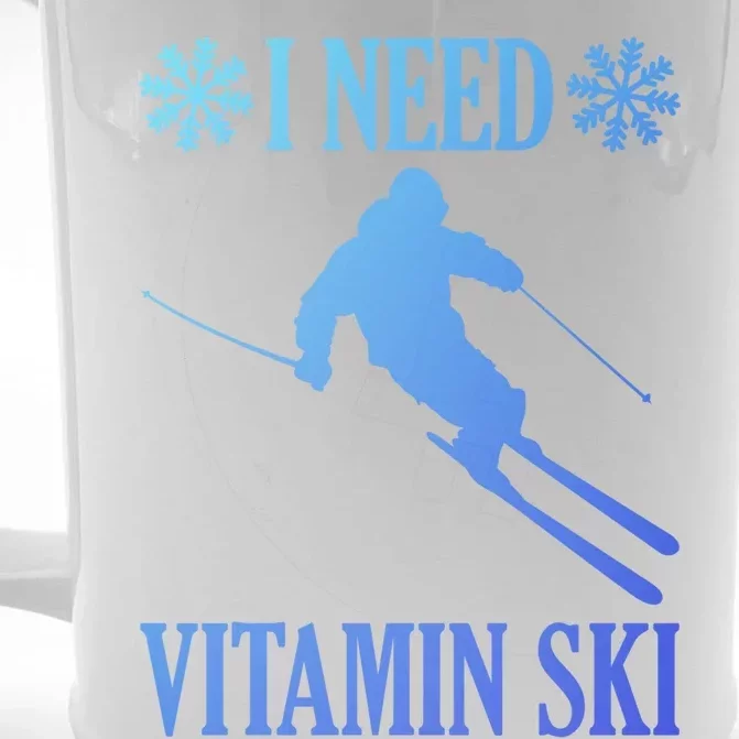 I Need Vitamin Ski Cute Gift Front & Back Beer Stein