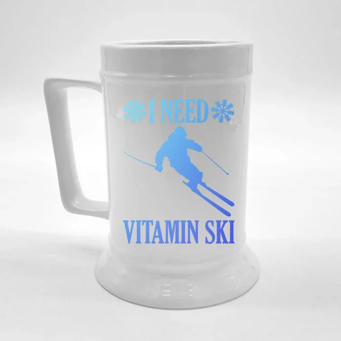 I Need Vitamin Ski Cute Gift Front & Back Beer Stein