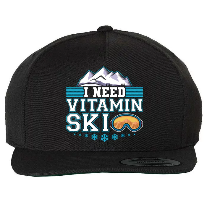 I Need Vitamin Ski Funny Skier Ski Instructor Gift Wool Snapback Cap