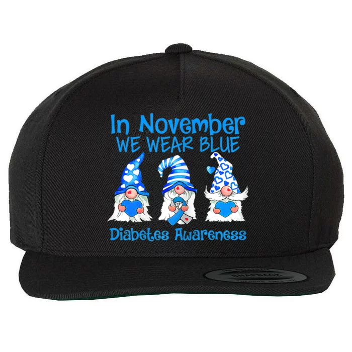 In November We Wear Blue Gnomes T1D Diabetes Awareness Wool Snapback Cap