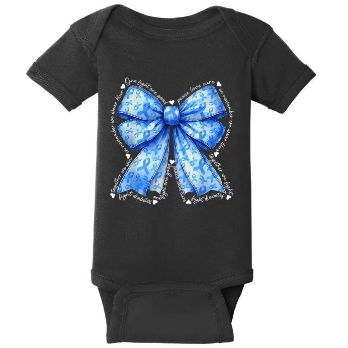 In November We Wear Blue Ribbon Coquette Diabetes Awareness Baby Bodysuit