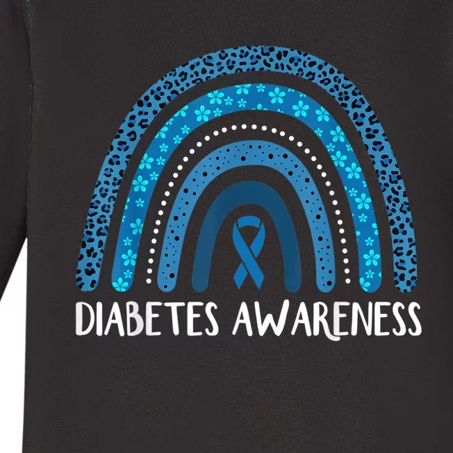 In November We Wear Blue Rainbow Diabetes Awareness Month Baby Long Sleeve Bodysuit