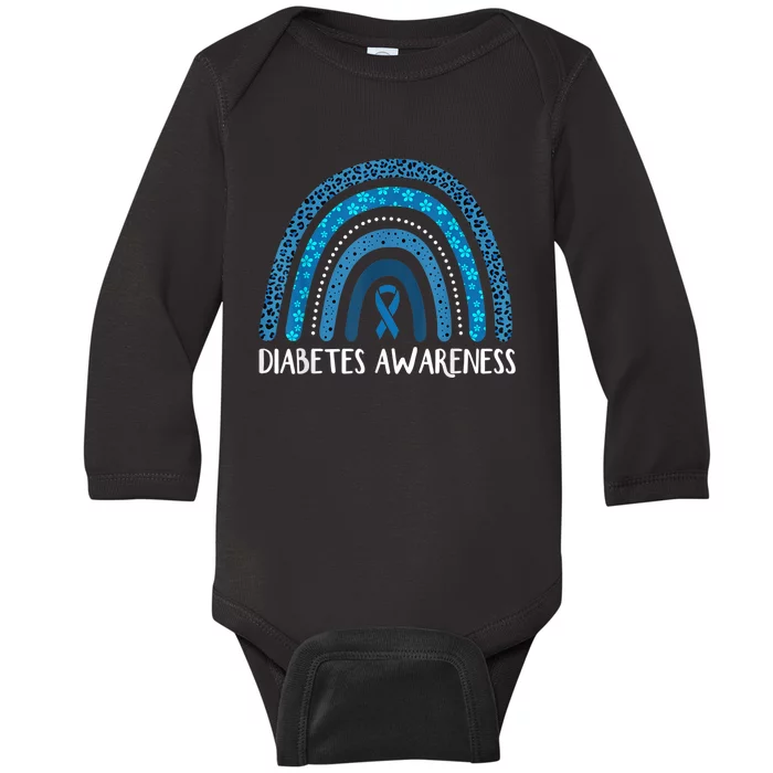 In November We Wear Blue Rainbow Diabetes Awareness Month Baby Long Sleeve Bodysuit