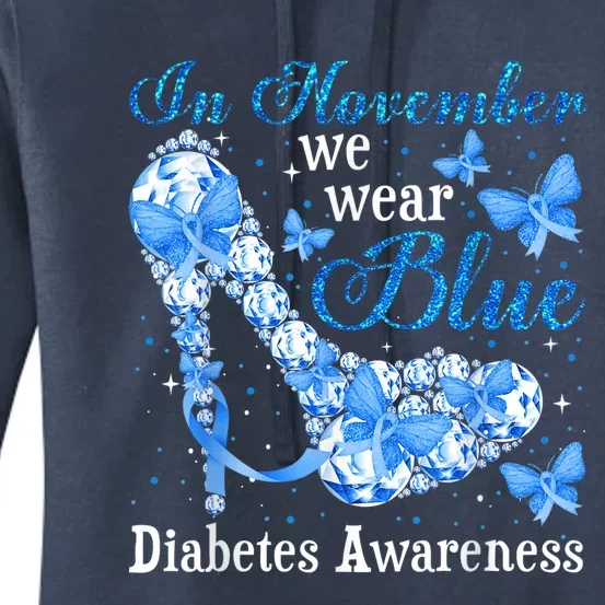 In November We Wear Blue Butterflies Diabetes Awareness Women's Pullover Hoodie