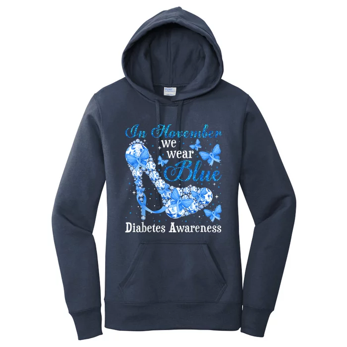 In November We Wear Blue Butterflies Diabetes Awareness Women's Pullover Hoodie