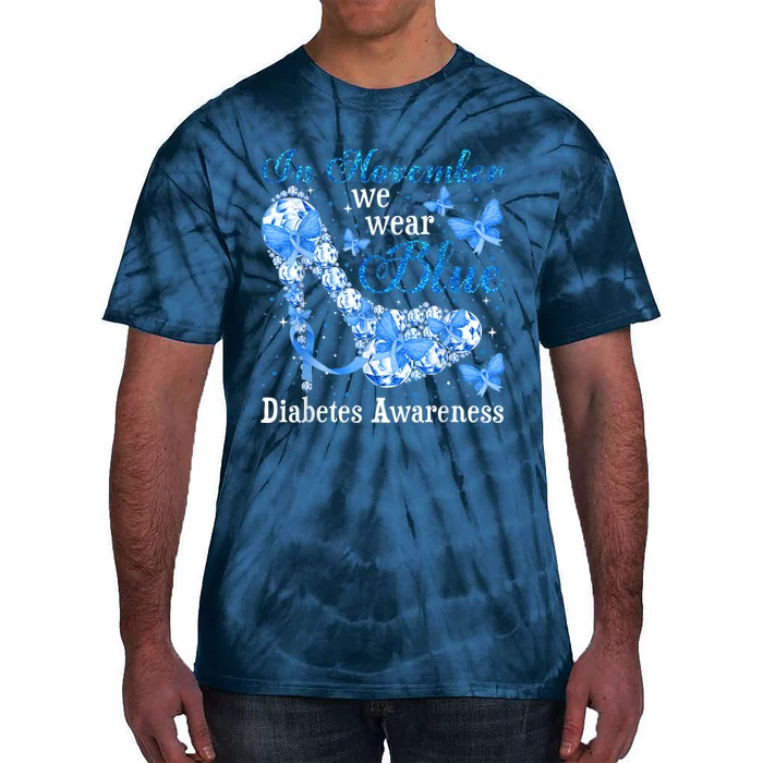 In November We Wear Blue Butterflies Diabetes Awareness Tie-Dye T-Shirt