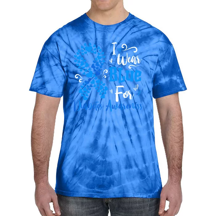 In November We Wear Blue Ribbon Diabetes Awareness Month Cool Gift Tie-Dye T-Shirt