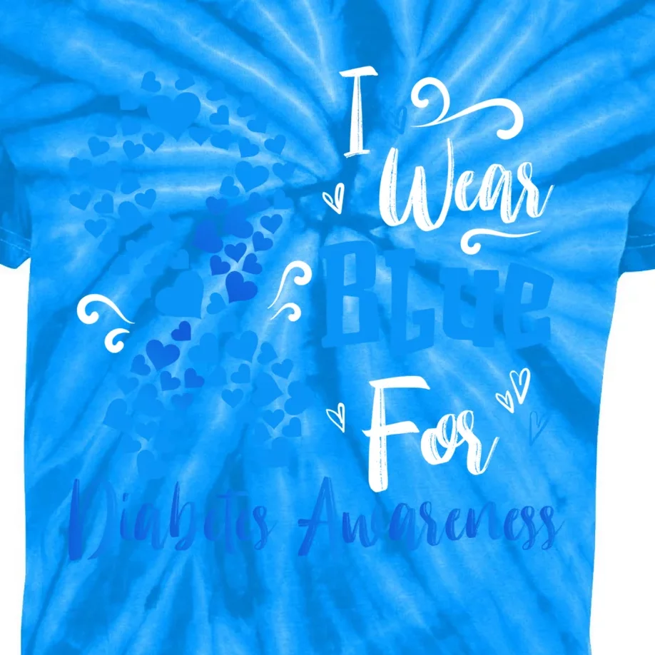 In November We Wear Blue Ribbon Diabetes Awareness Month Cool Gift Kids Tie-Dye T-Shirt