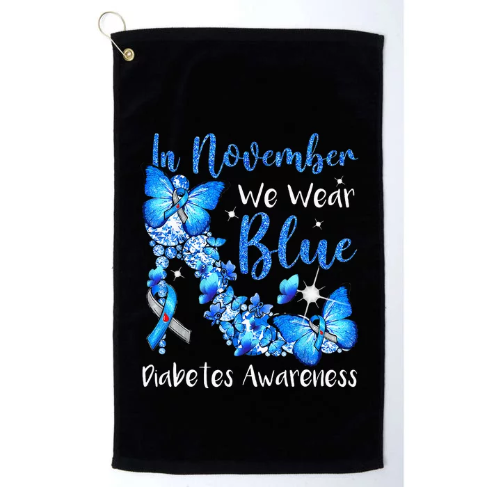 In November We Wear Blue Butterflies Diabetes Awareness Platinum Collection Golf Towel