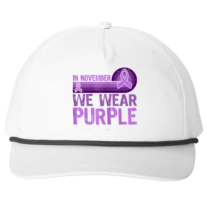 In November We Wear Purple Pancreatic Cancer Awareness Snapback Five-Panel Rope Hat