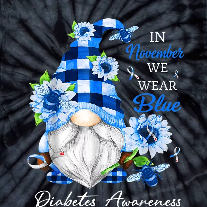 In November We Wear Blue Gnome Diabetes Awareness Tie-Dye T-Shirt