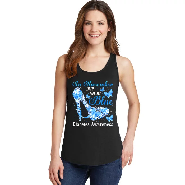 In November We Wear Blue Butterflies Diabetes Awareness Ladies Essential Tank