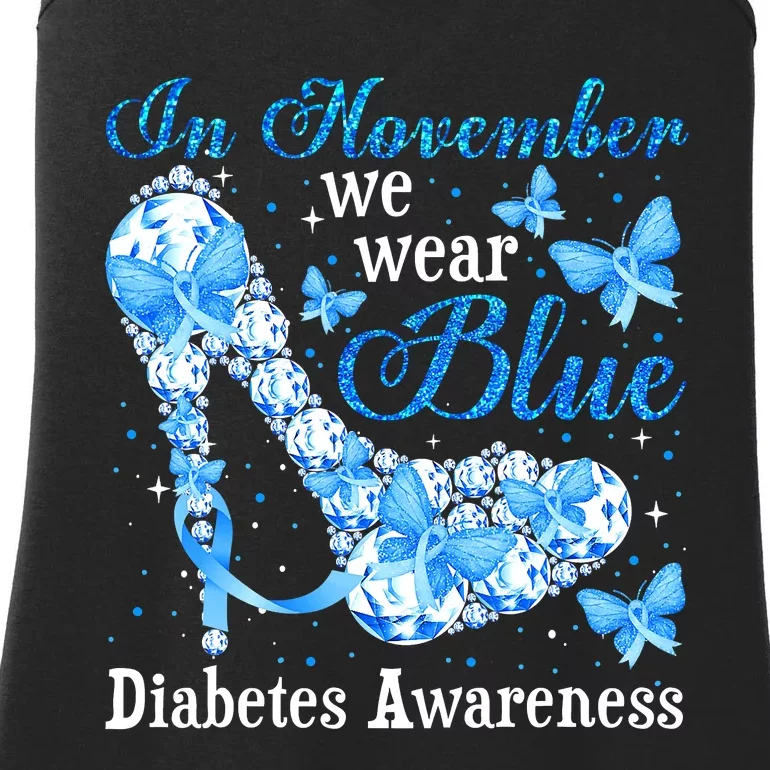 In November We Wear Blue Butterflies Diabetes Awareness Ladies Essential Tank