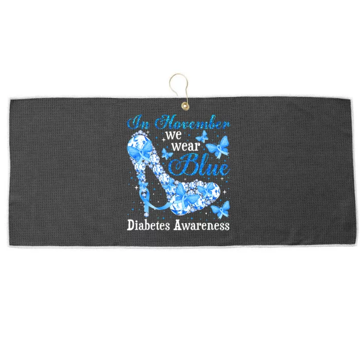 In November We Wear Blue Butterflies Diabetes Awareness Large Microfiber Waffle Golf Towel