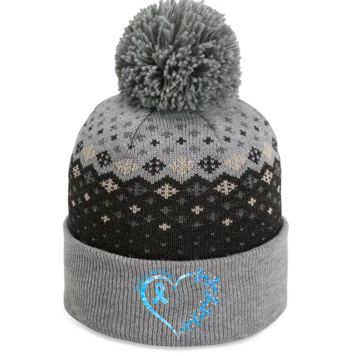 In November We Wear Blue Cure Diabetes Awareness Love Heart The Baniff Cuffed Pom Beanie