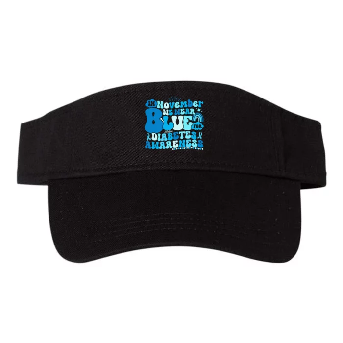 In November We Wear Blue Groovy Diabetic Diabetes Awareness Valucap Bio-Washed Visor