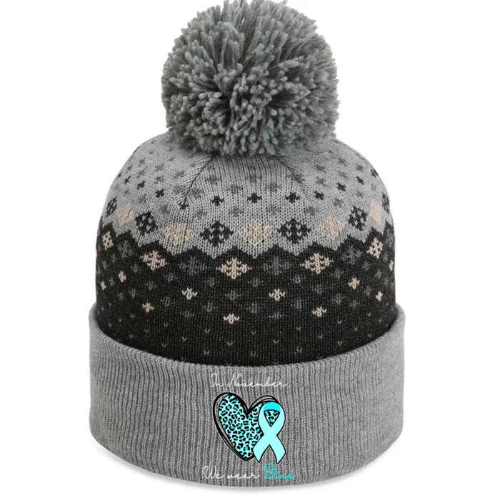 In November We Wear Blue Cure Diabetes Awareness Love Heart The Baniff Cuffed Pom Beanie